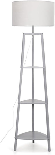 Modern Grey Floor Lamp with 3 Storage Shelves & 6W LED Bulb, 156cm