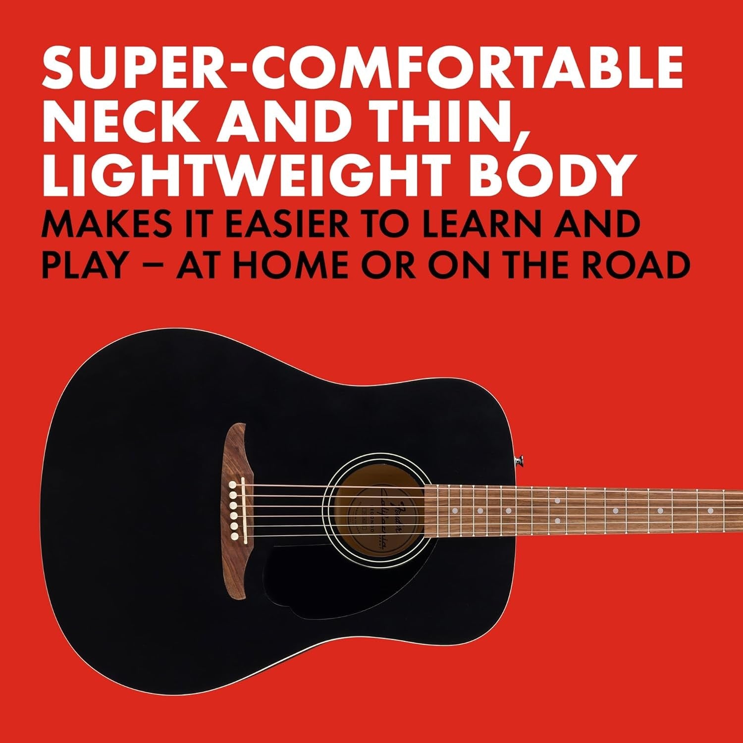 Dreadnought Acoustic Guitar Spruce Top Black Full Size
