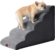 5 Step Dog Stairs for High Bed Non Slip Foam Pet Steps Washable Grey