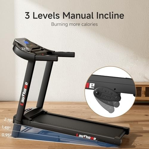 Heavy-Duty Incline Treadmill 3.25HP, 12km/h, Wide Belt, Bluetooth APP Home