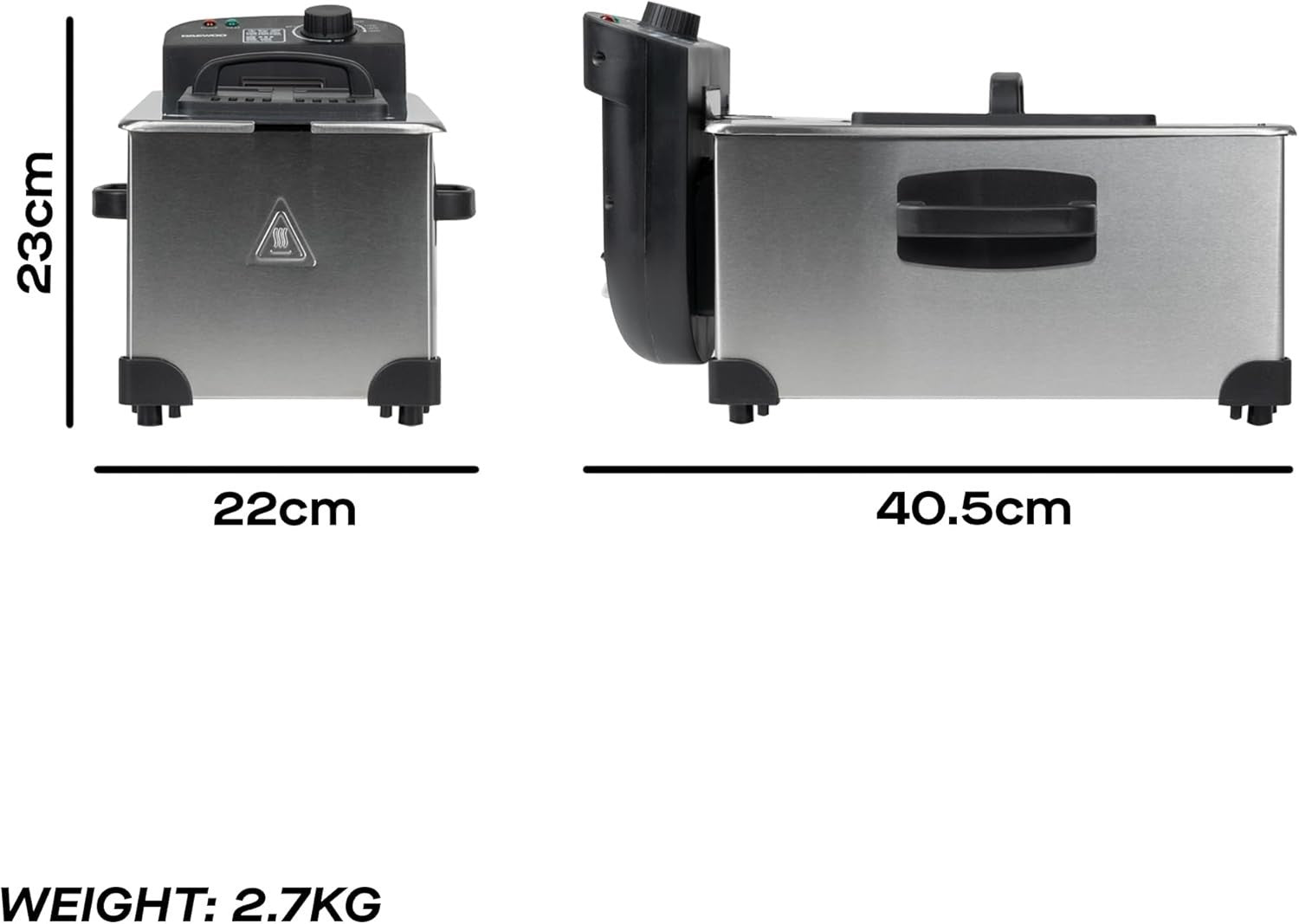 3L Deep Fat Fryer 2000W Stainless Steel Adjustable Temp Viewing Window