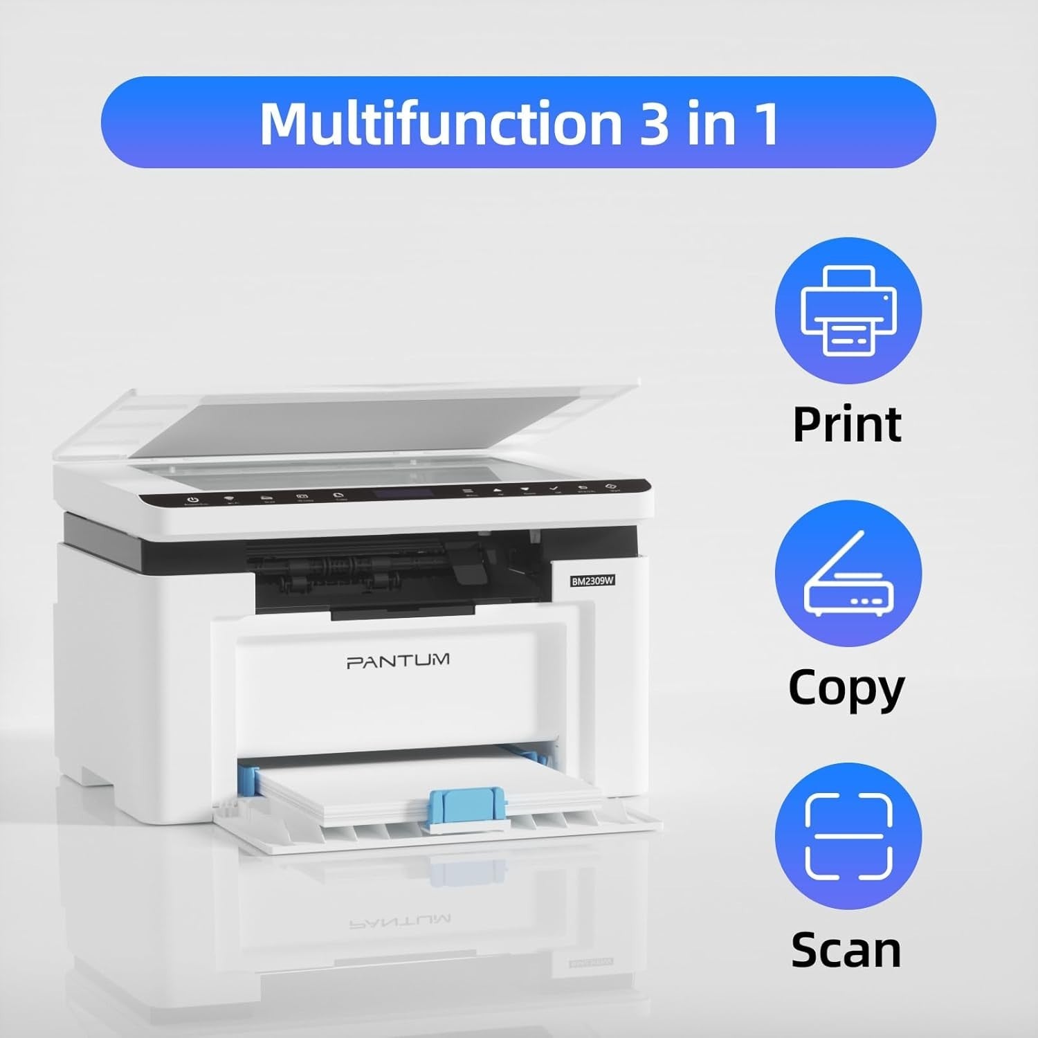 Wireless Monochrome 3-in-1 Laser Printer White A4 20ppm USB Wi-Fi