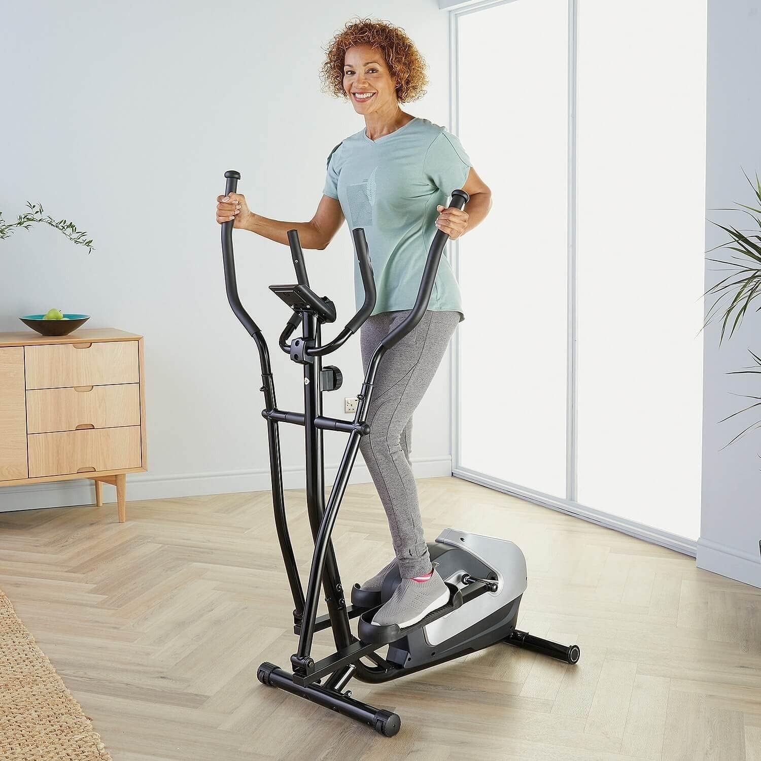 Magnetic Cross Trainer Manual Elliptical Home Gym Heart Rate Monitor