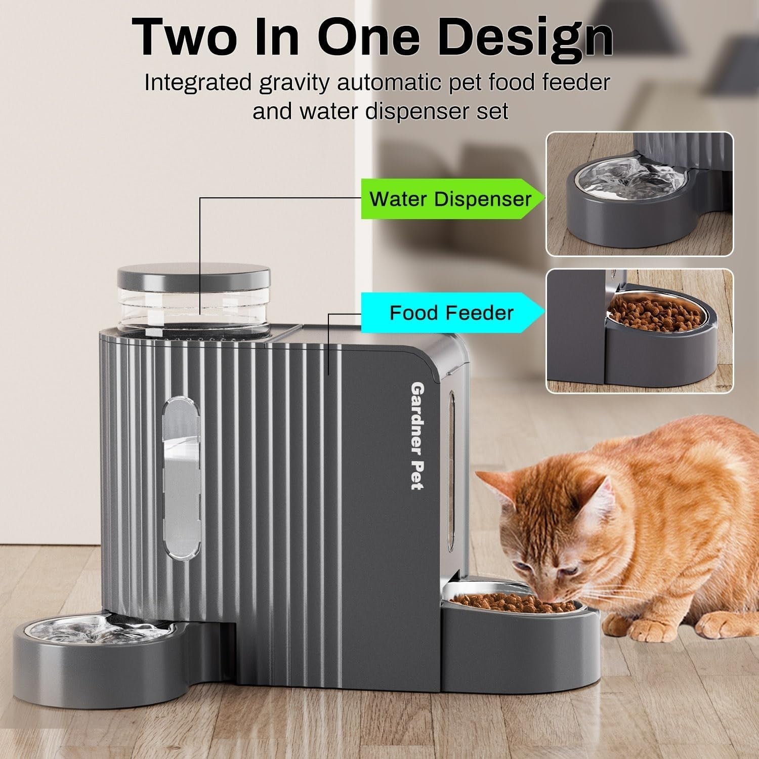 2 in 1 Gravity Pet Feeder Water Dispenser 6L BPA Free Dog Cat Bowl Set