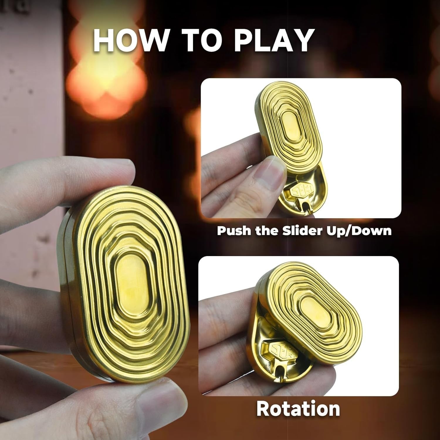 Golden Stainless Steel Ripple Fidget Slider Mechanical EDC Stress Relief