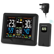 Black Wireless Weather Station Outdoor Sensor LCD Forecast Temp Humidity