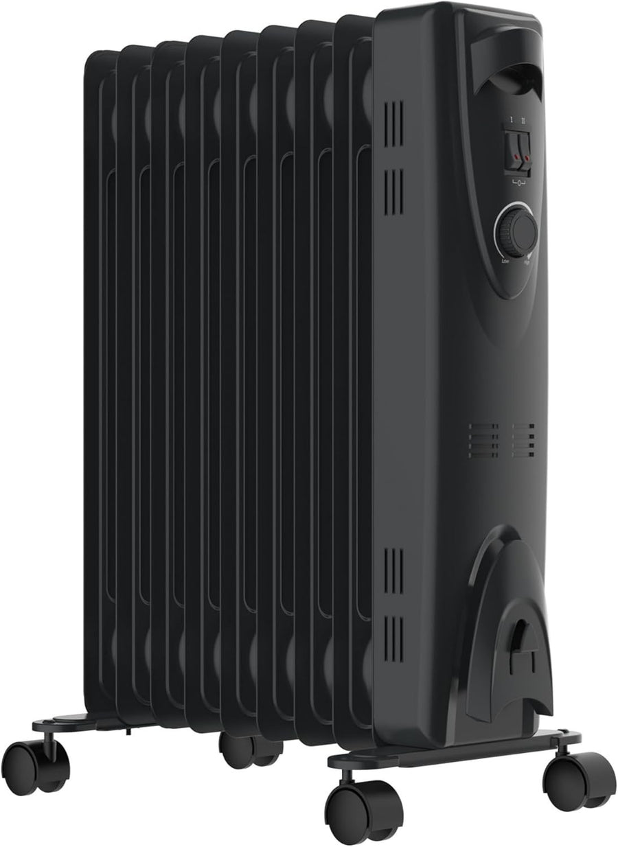 2000W Oil Filled Radiator Portable Electric Heater Black 3 Heat