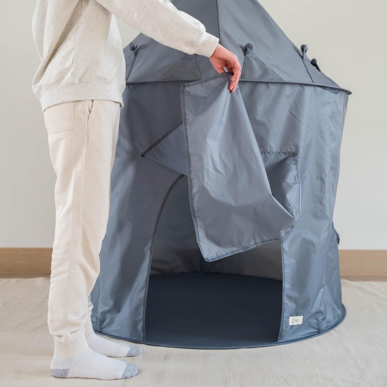 Blue Kids Indoor Play Tent Pop Up House Large Recycled Fabric