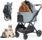 Luxury Dog Stroller Foldable Pet Pushchair Pram Medium Pets 60lb Cup Holder