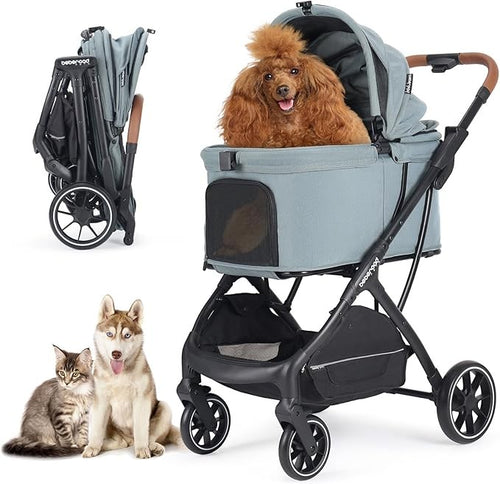 Luxury Dog Stroller Foldable Pet Pushchair Pram Medium Pets 60lb Cup Holder