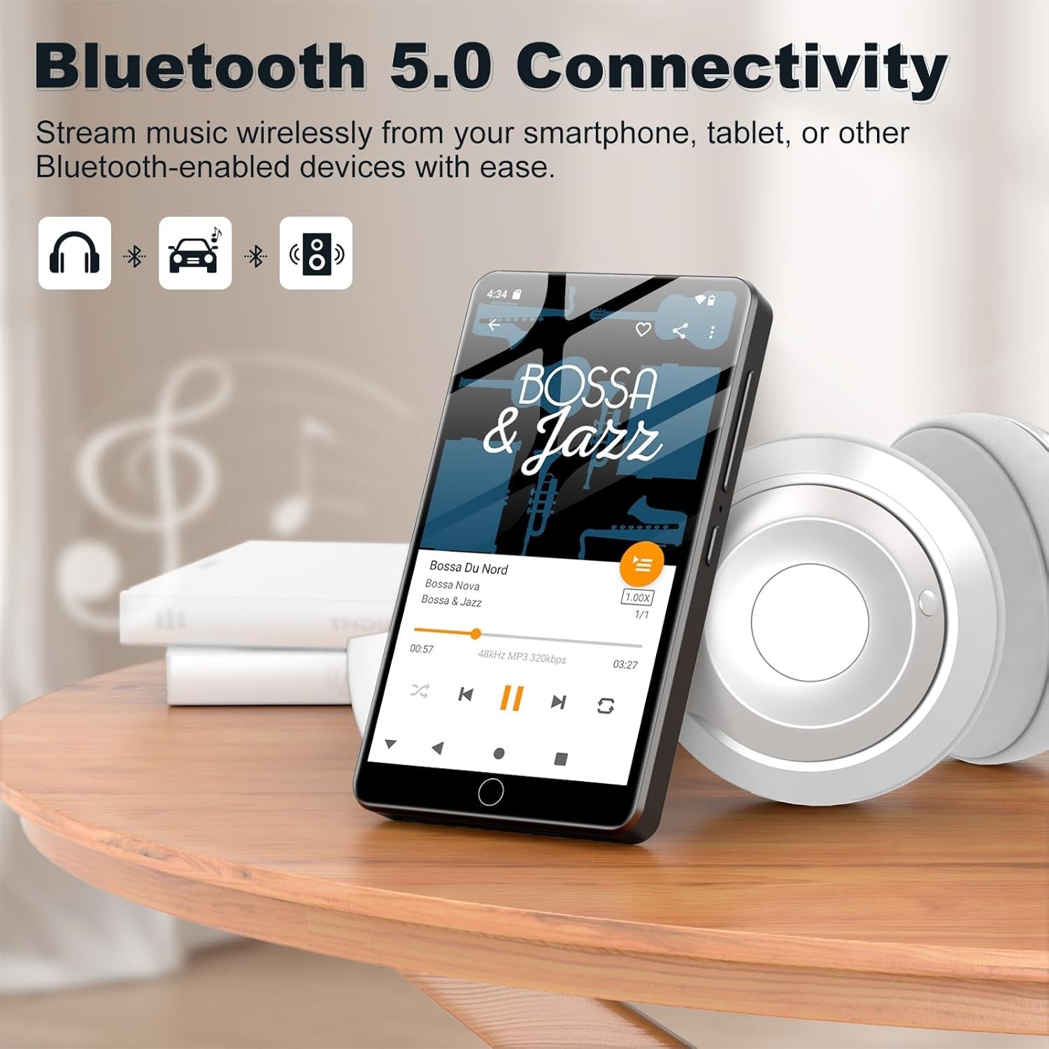 144GB MP3 MP4 Player Black Bluetooth WiFi 4" Android