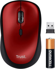 Red Silent Wireless Mouse 1600 DPI Compact USB Receiver Home Office Laptop