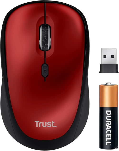 Red Silent Wireless Mouse 1600 DPI Compact USB Receiver Home Office Laptop