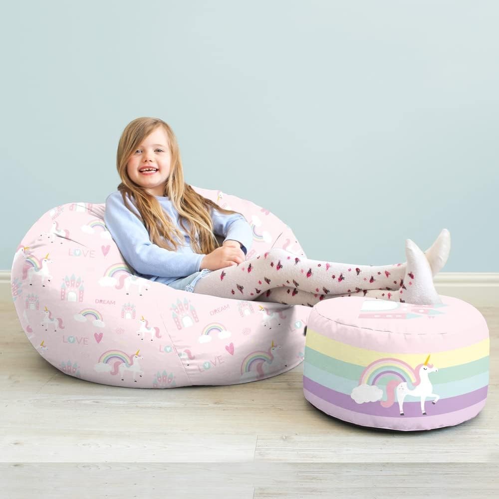 Unicorn Castle Baby Bean Bag Soft Durable Kids Chair for Playroom & Movies