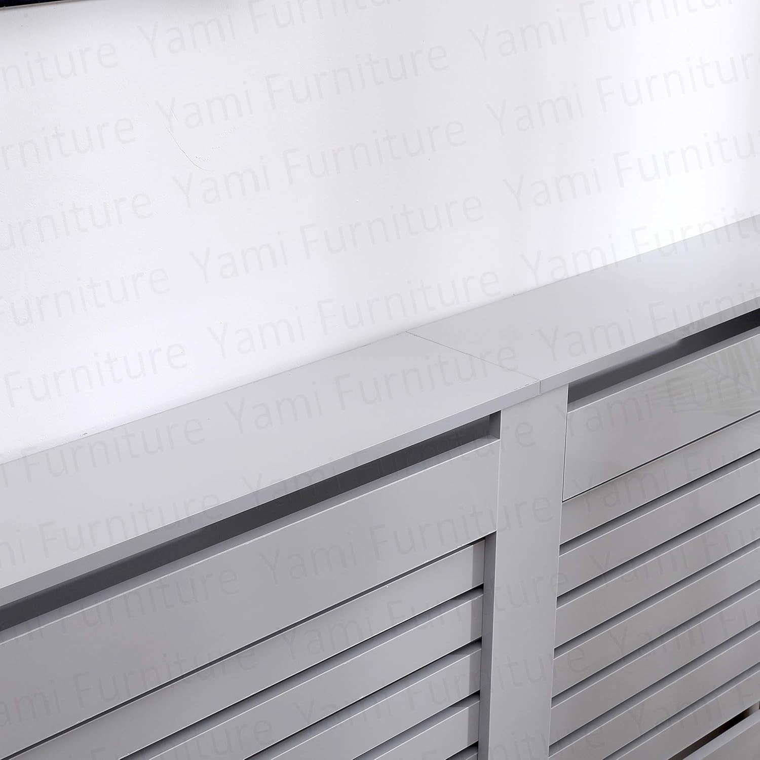 High Gloss Radiator Cover XL Grey Modern Slatted Cabinet – Stylish Heating Cover