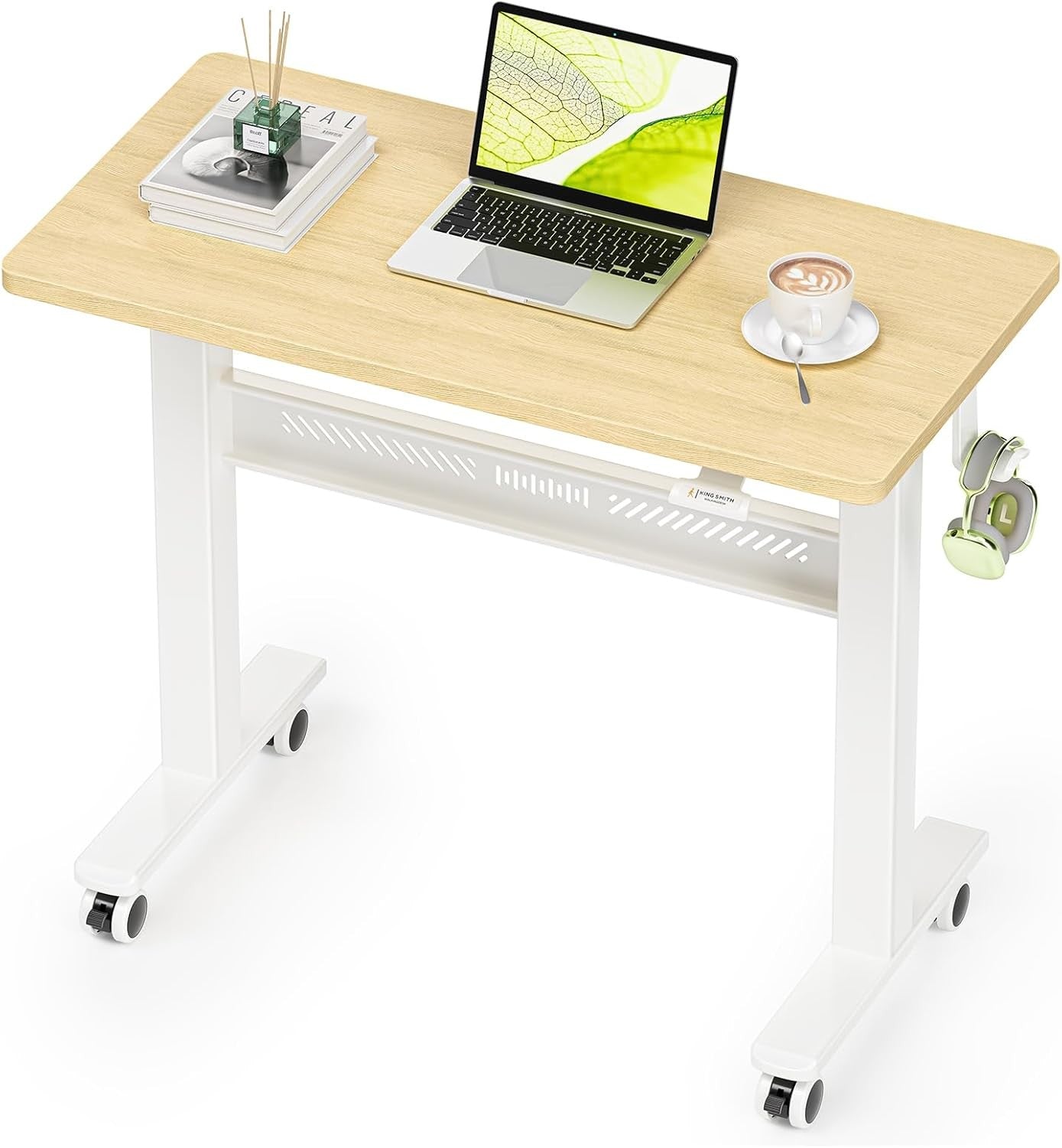 Mobile Standing Desk Walking Pad Compatible Adjustable Pneumatic Desk on Wheels