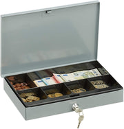 Lockable Cash Box Metal Money Safe Coin Tray Document Storage Case