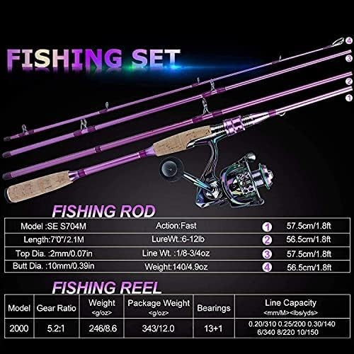 Portable 4-Section Carbon Fiber Fishing Rod & Spinning Reel Combo Kit
