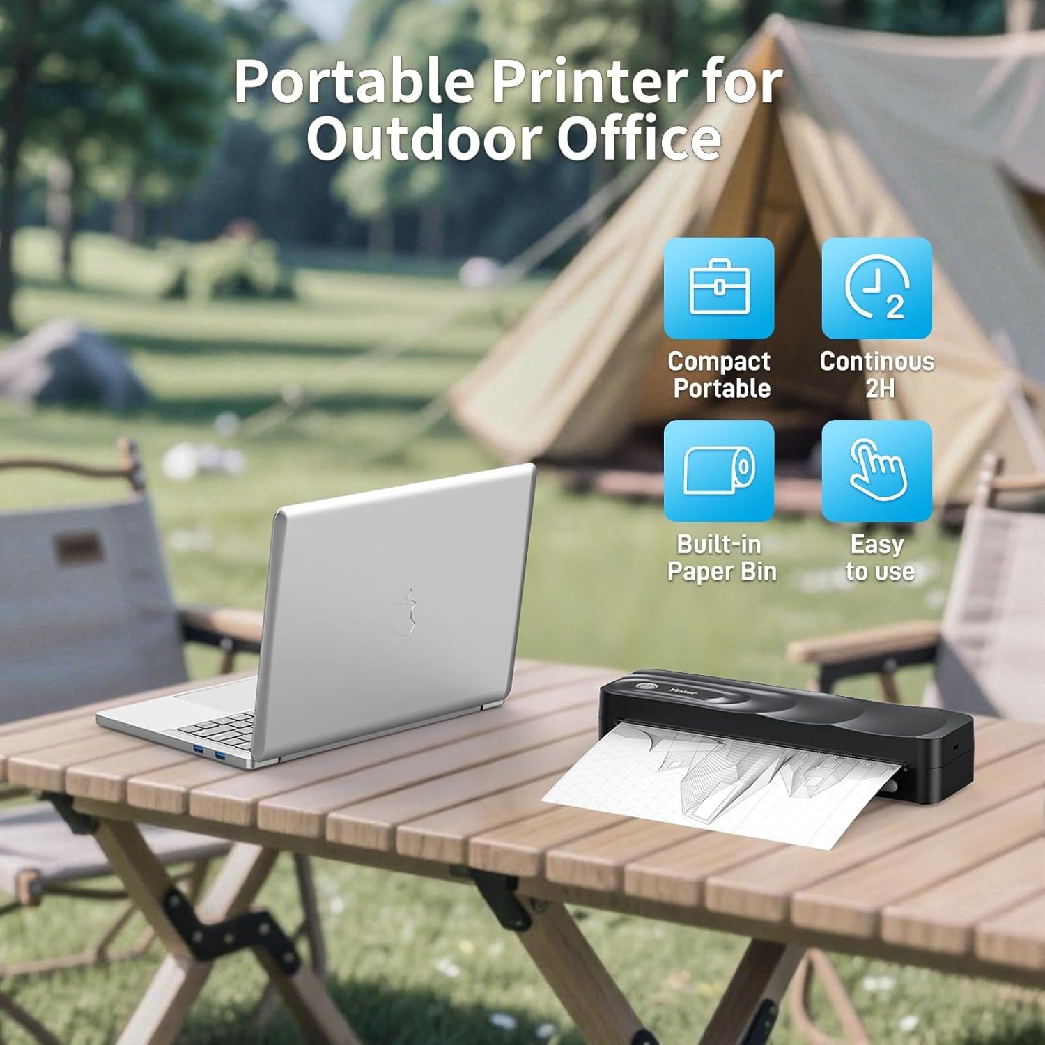A4 Portable Thermal Printer Bluetooth Inkless Wireless + Case