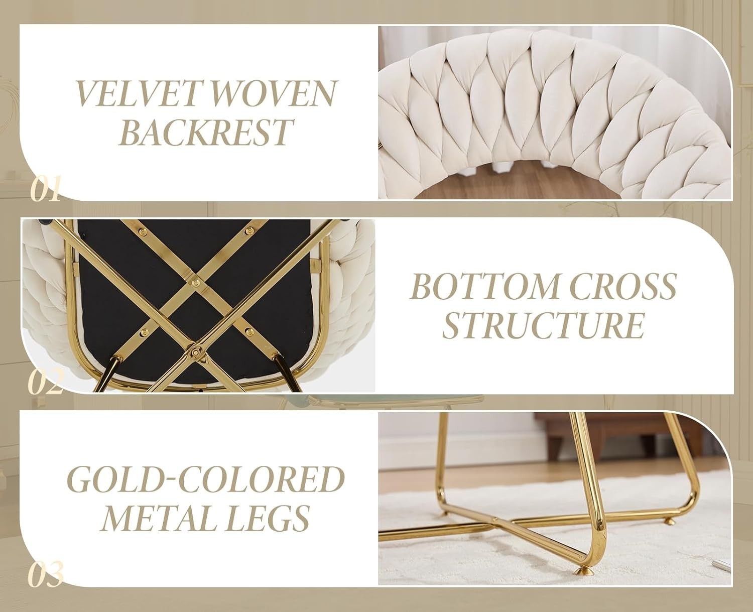 Beige Velvet Tub Chairs Set of 2 – Modern Accent Lounge Chairs with Gold Legs