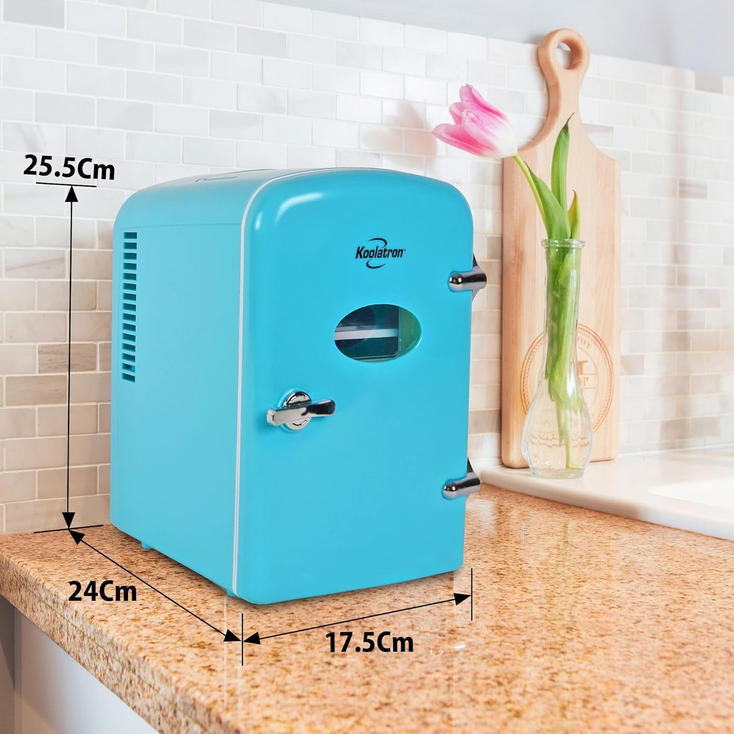 Portable Mini Fridge 4L 12V AC/DC Retro Cooler Bedroom Car Desk Aqua