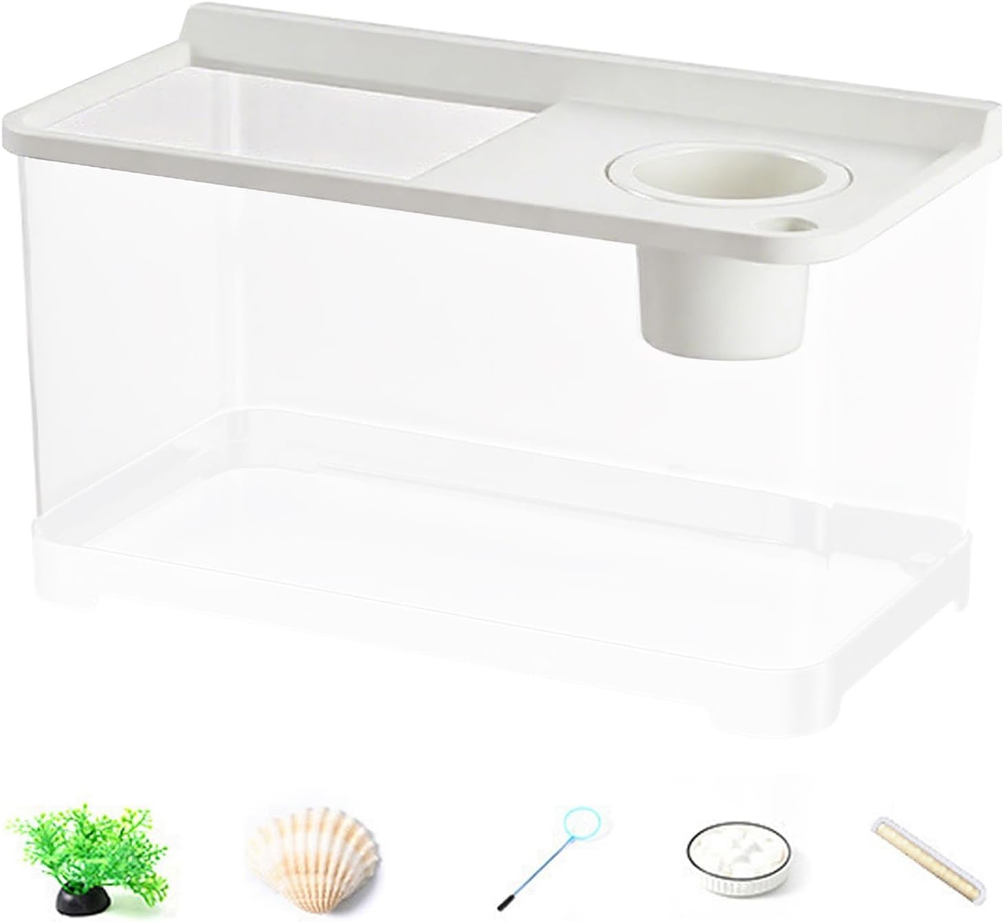 Betta Fish Tank 3-Color LED Aquarium 360° Viewing Desk Living Room