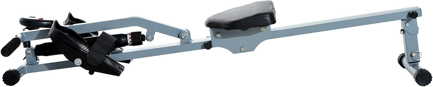 Compact Hydraulic Rowing Machine 12-Level Resistance LCD Home Rower 100KG