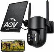 4G LTE Solar Security Camera 2K PTZ No WiFi 24/7 Recording CCTV