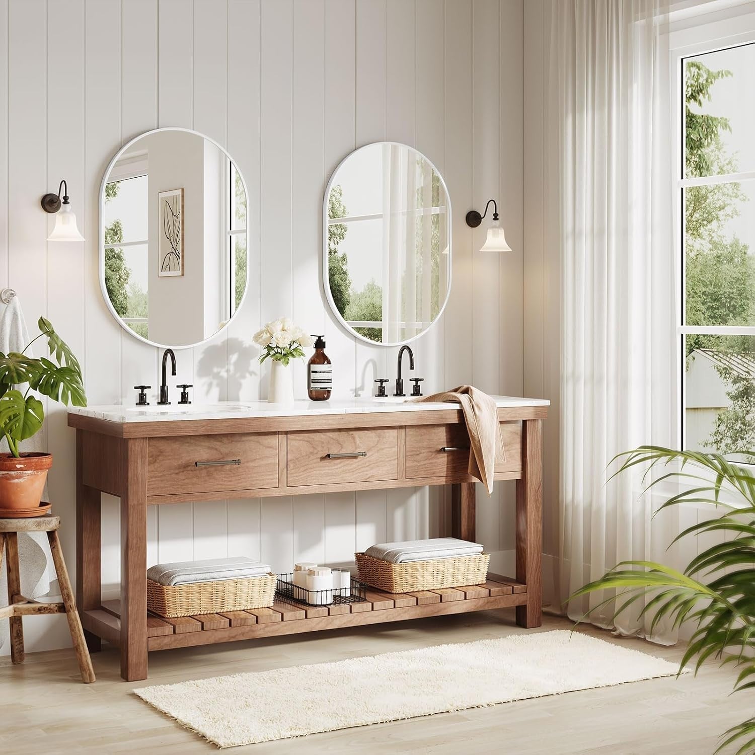 Oval Wall Mirror 50x70cm Modern Hanging Mirror for Bathroom, Hallway