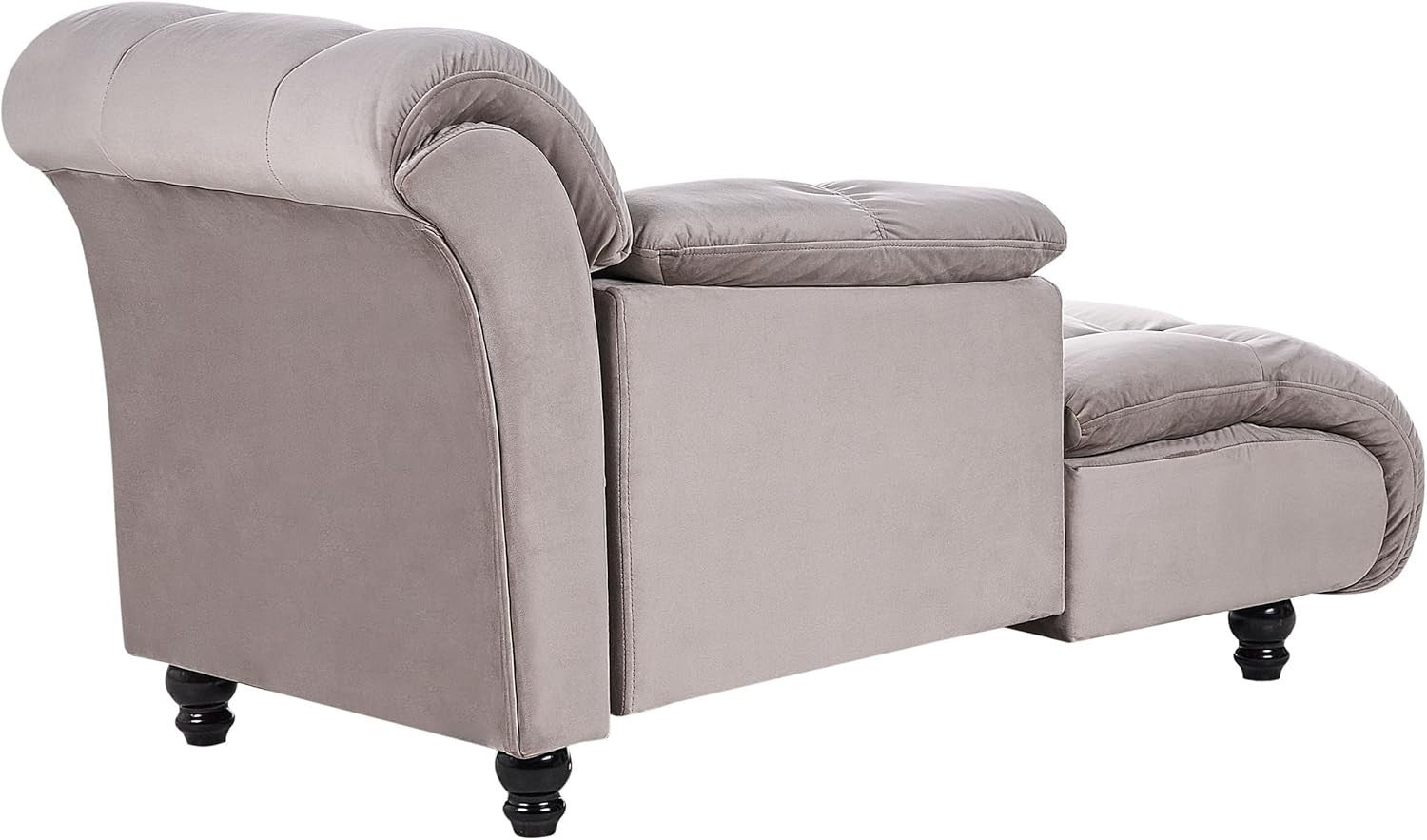 Modern Taupe Chaise Lounge Sofa Right Hand Recliner Velvet Look Compact