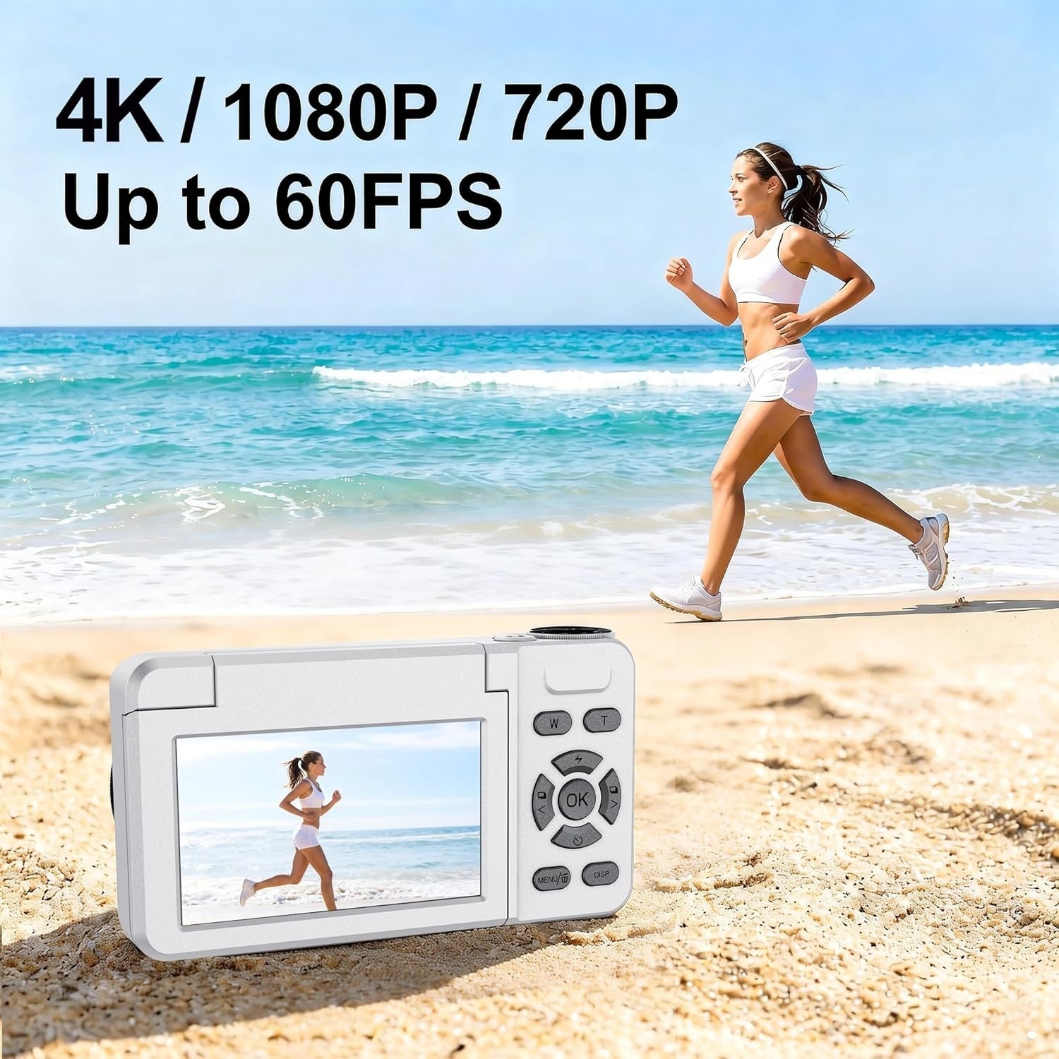 64MP 4K Vlogging Camera Autofocus Flip Screen Travel Camera 32GB Kit