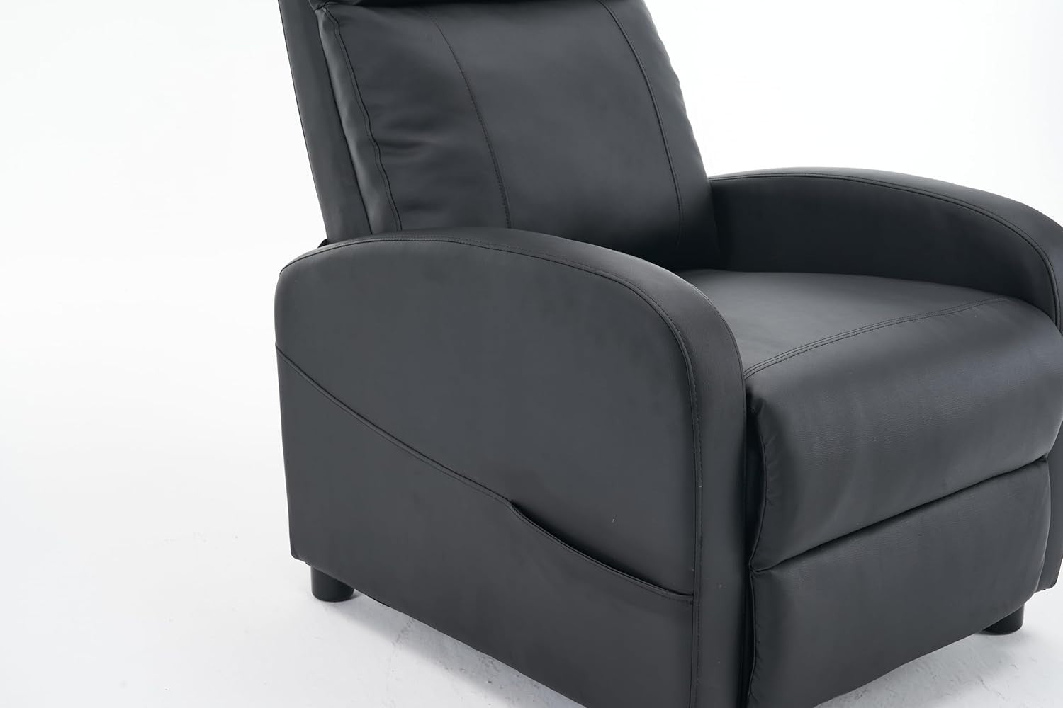 Recliner Armchair Black PU Leather Lounge Chair Adjustable Back & Footrest