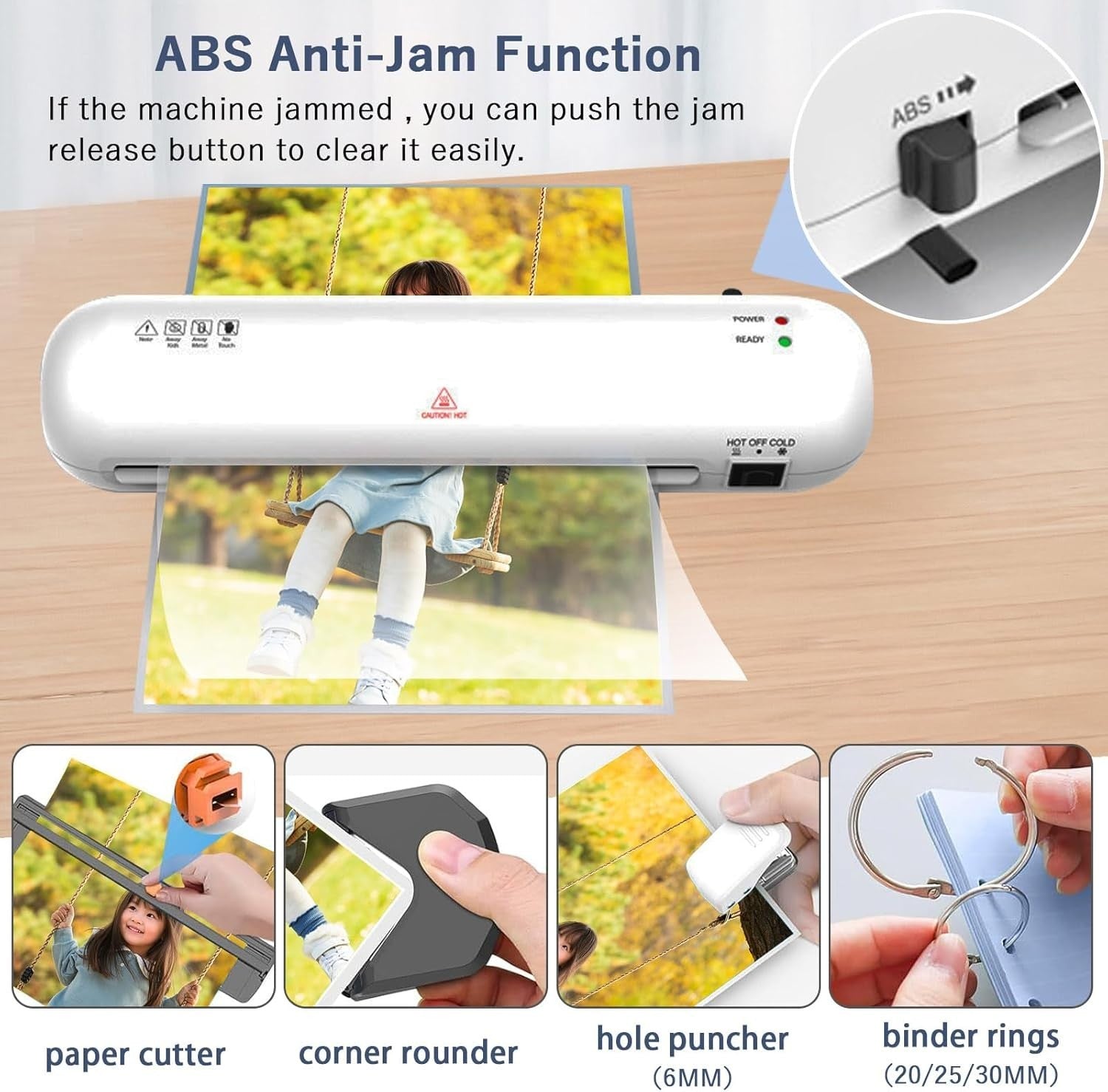 A4 Laminator Hot Cold 6-in-1 Portable No Bubble Fast Warm Up + 15 Pouches