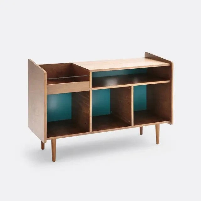 Walnut Vinyl Storage Cabinet Retro Sideboard Unit Media Console