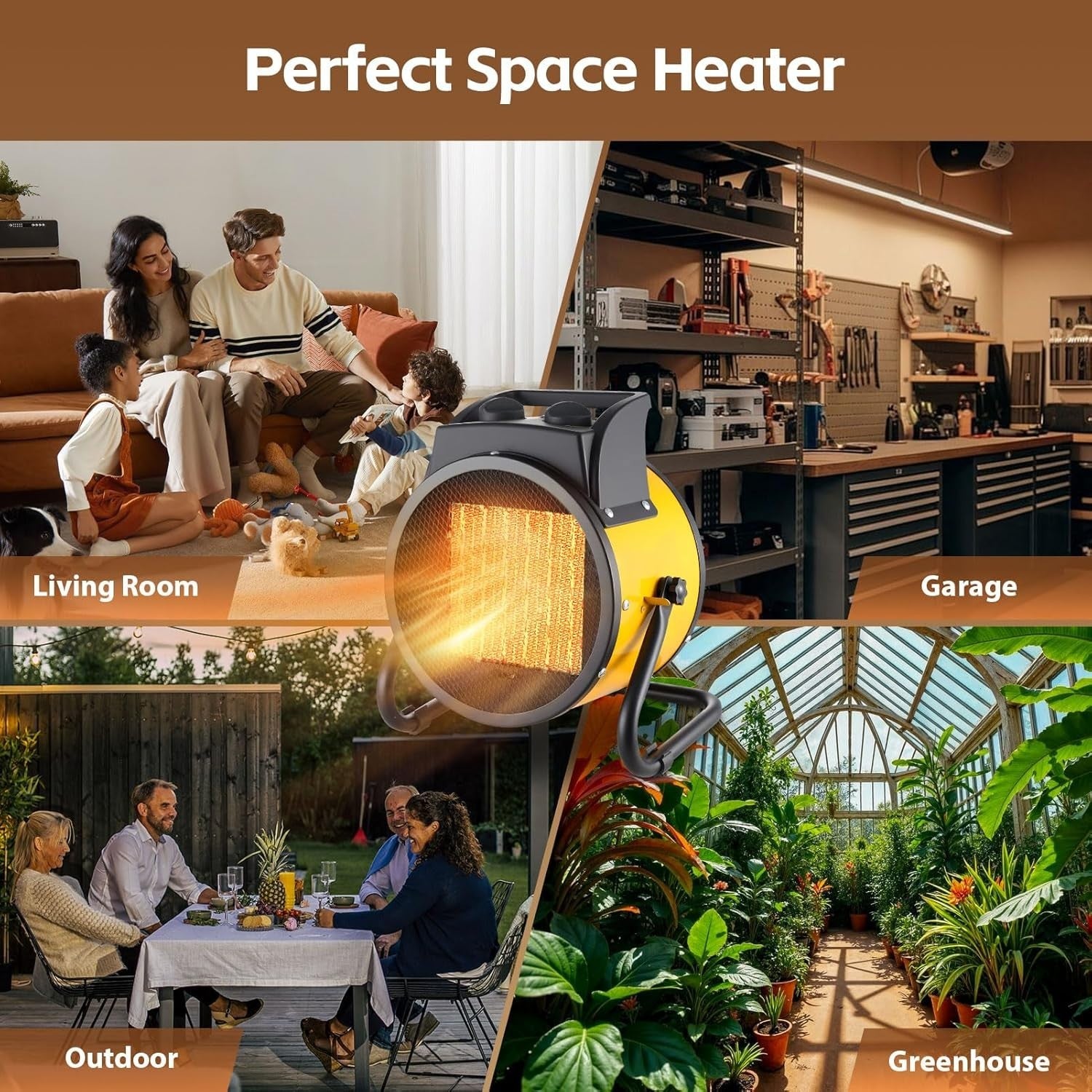 Industrial Electric Space Heater 3000W Fast Heating Thermostat Portable