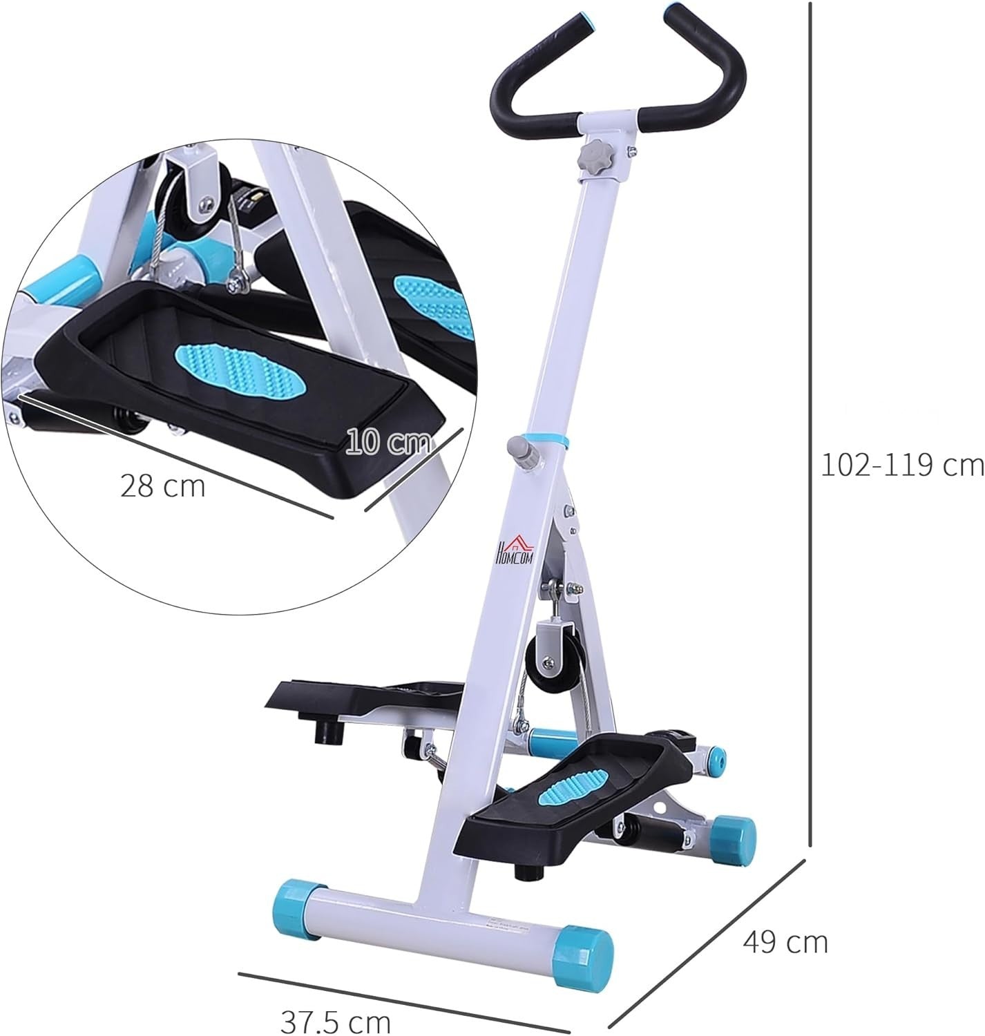 Stepper Exercise Machine w/ Handle & LCD Monitor for Home Fitness White
