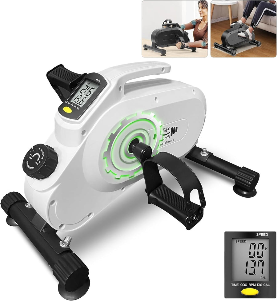 Under Desk Pedal Exerciser Magnetic Resistance LCD Quiet Arm Leg Bike