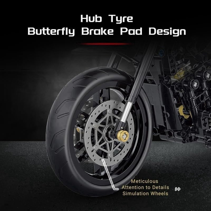 Realistic 586pcs Motorcycle Model Kit with Moving Suspension & Pistons