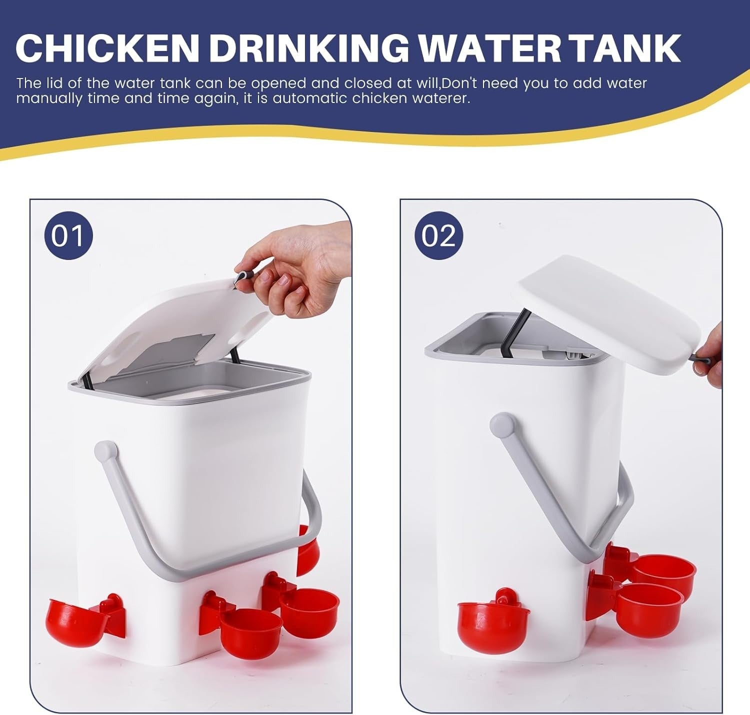 9L Automatic Chicken Waterer 4 Cups No Waste Poultry Drinker
