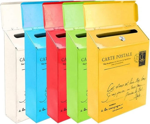 Lockable Retro Wall Mounted Post Box – Weatherproof Metal Mailbox for Home