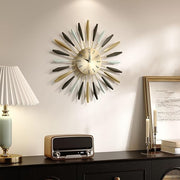 22" Mid Century Starburst Wall Clock Modern Silent Metal Large Home Decor