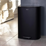 50L Black Pedal Kitchen Bin Soft Close Stainless Steel