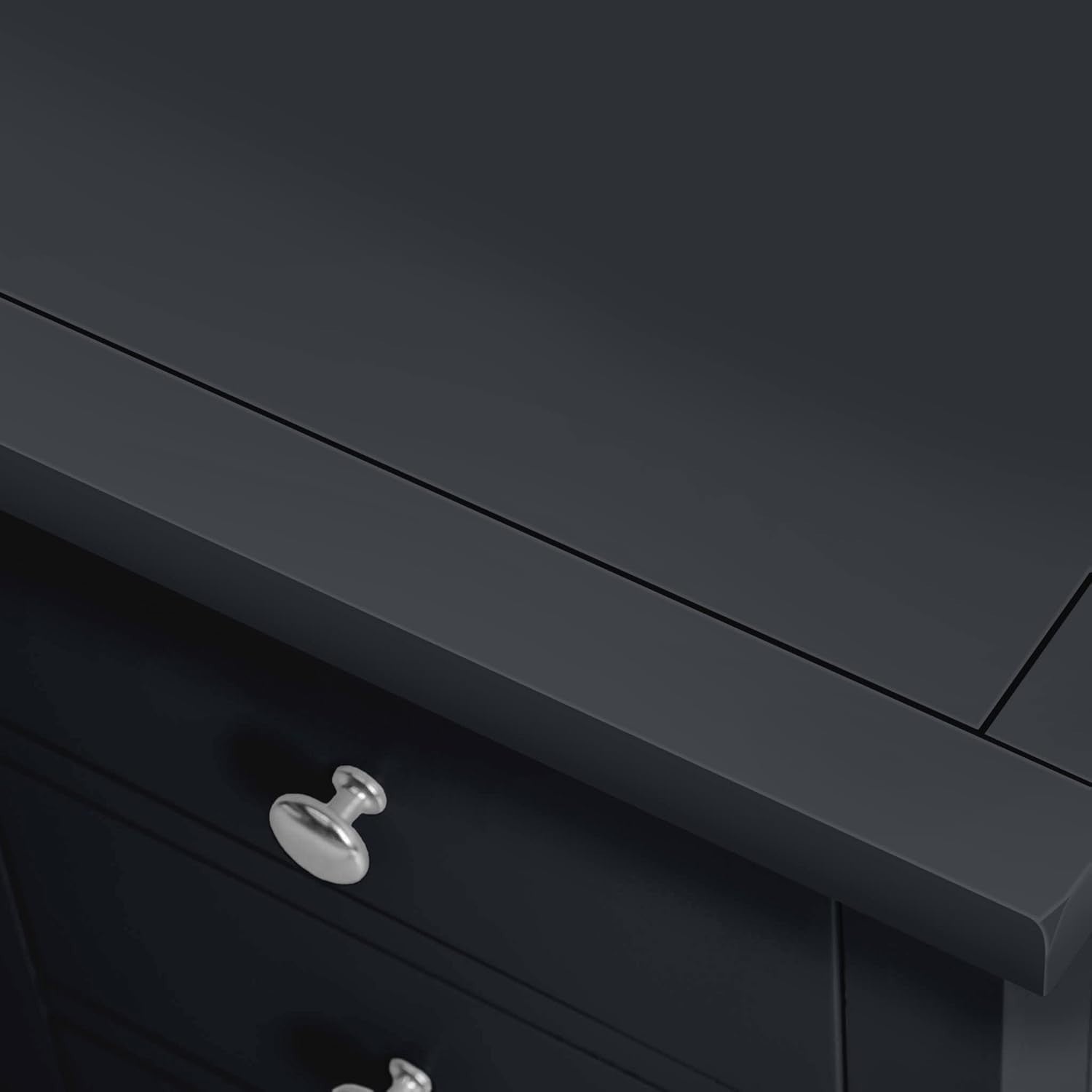 Black Solid Wood 3 Drawer Bedside Table Fully Assembled 42x32x56cm Modern