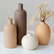 Modern Ceramic Vase Set 4 Neutral Coffee Tones Minimalist Home Decor