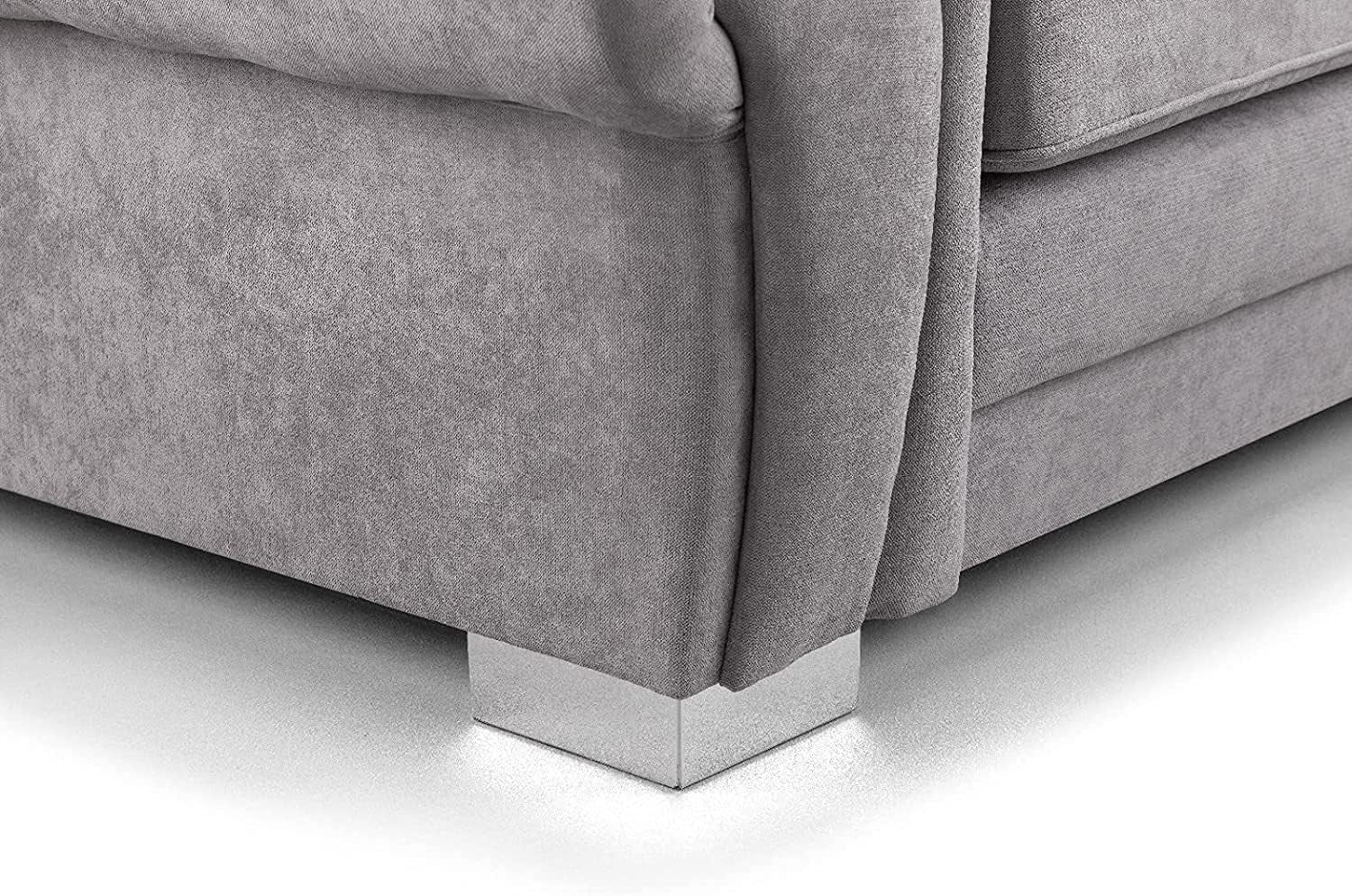 Grey Fabric Corner Sofa Bed with Scatter Cushions Large 2C2 L-Shape Sofa