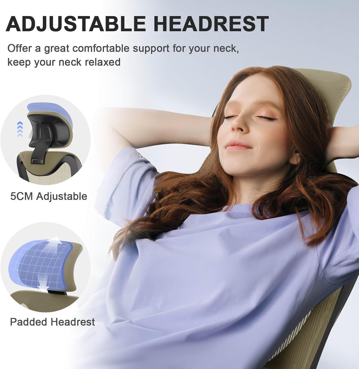Ergonomic High Back Office Chair Adjustable Headrest Lumbar Support Mesh Flip-Up