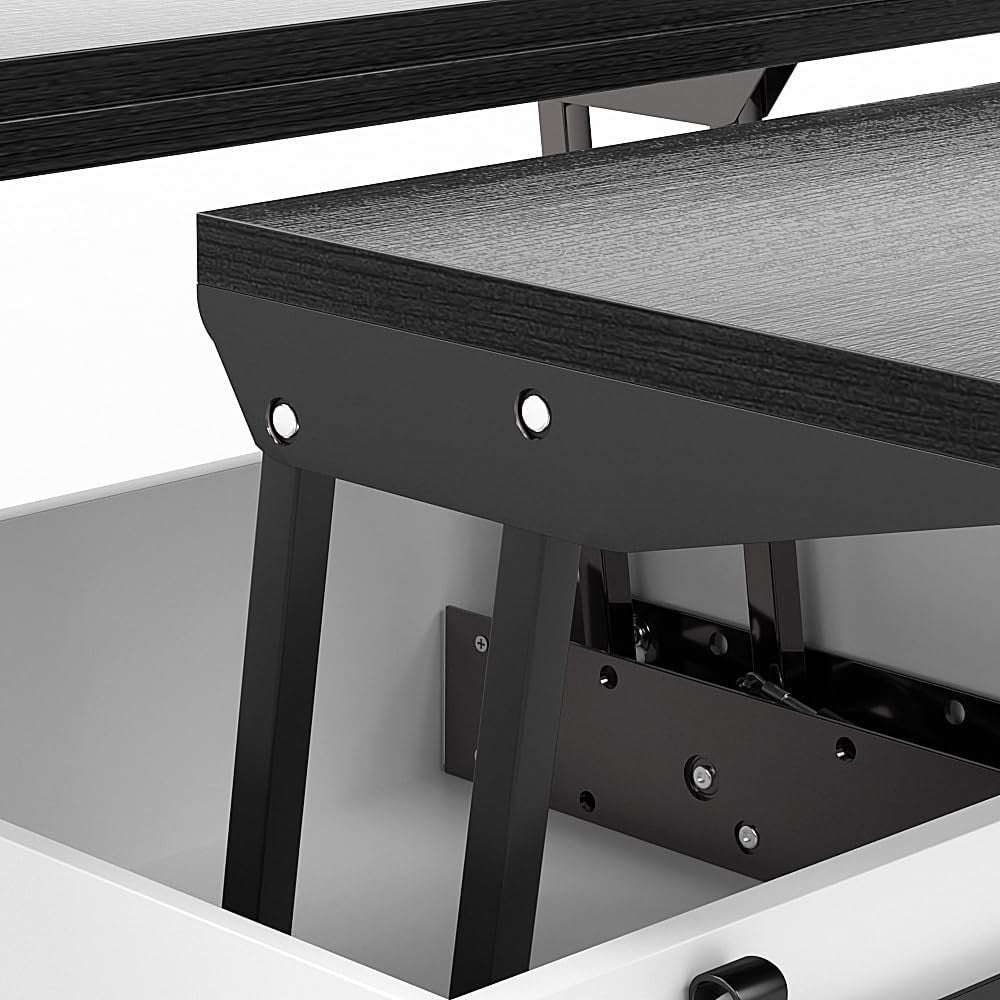 Lift Top Coffee Table 4-in-1 Convertible Storage Dining Table for Living Room