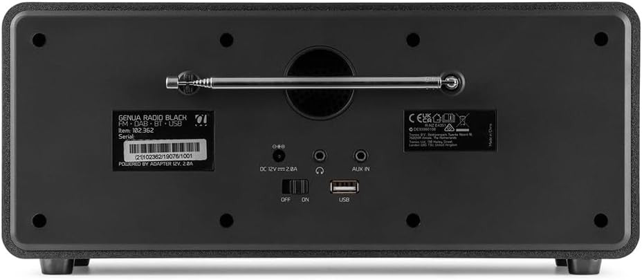 DAB Digital Radio Bluetooth 50W Stereo Dual Alarm Remote Compact Black