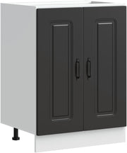 Modern Black Bathroom Vanity Cabinet 60cm Under Sink Storage Unit with Doors