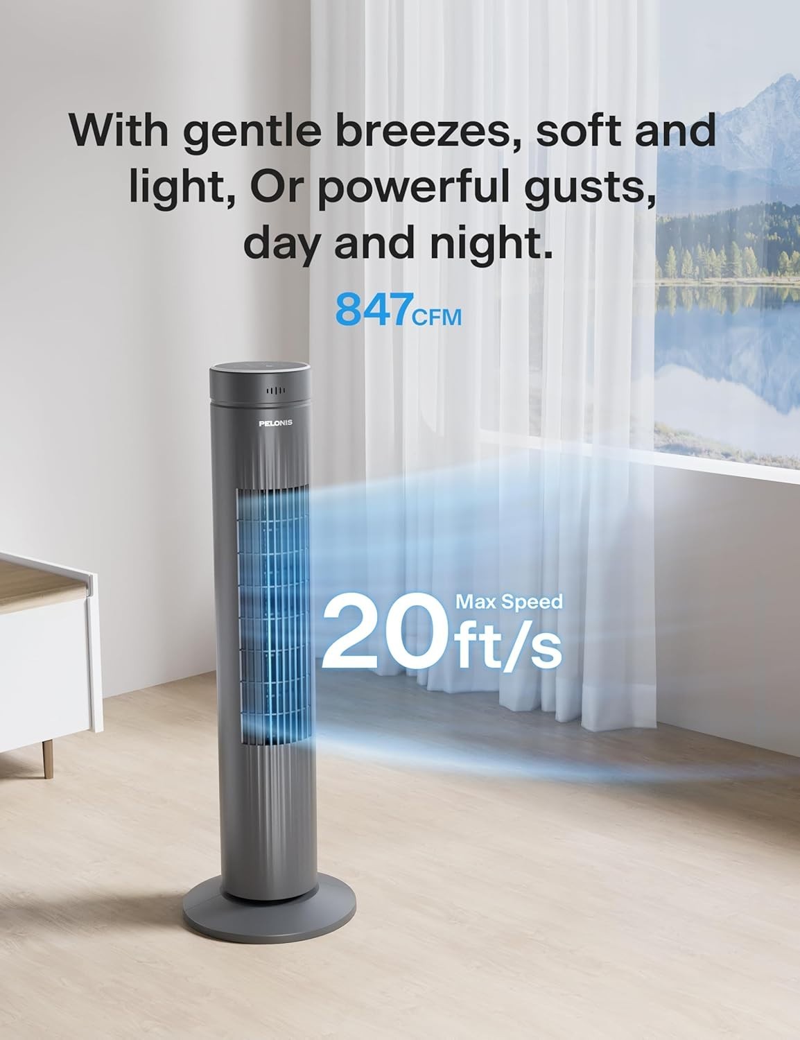 Portable Tower Fan 30 Inch 3-Speed Oscillating Quiet Cooling Fan with Remote